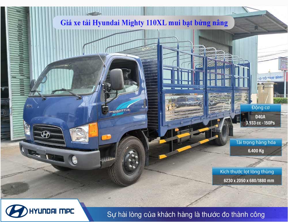 Hình ảnh Xe tải Hyundai 110XL thùng mui bạt bửng nâng
